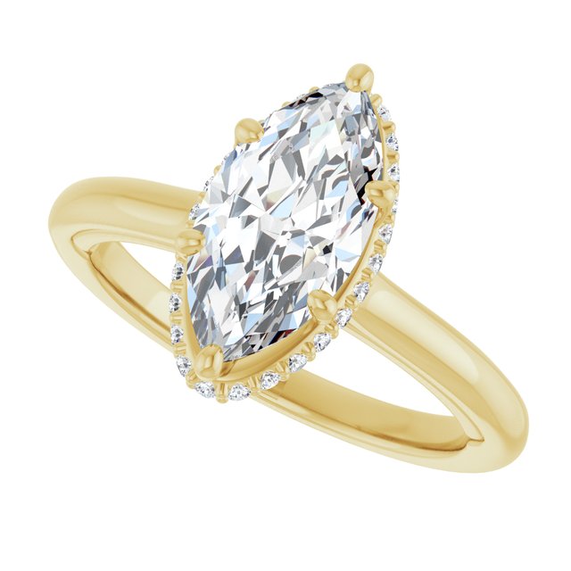 18 K Yellow Gold Halo Engagement Ring - Image 5
