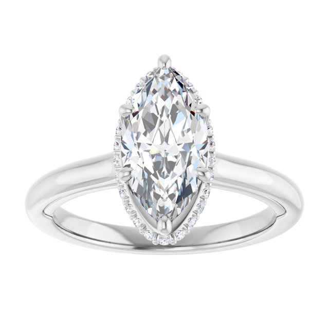 14 K White Gold Halo Engagement Ring - Image 3