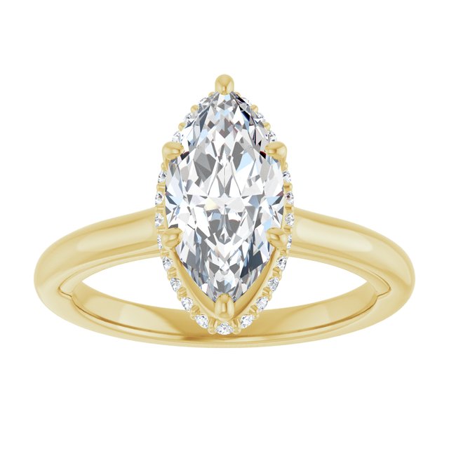 18 K Yellow Gold Halo Engagement Ring - Image 3