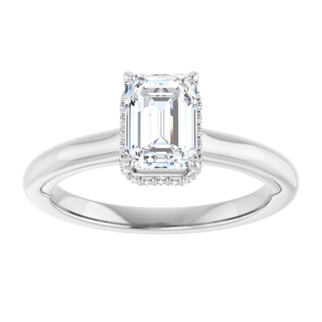 14 K White Gold Halo Engagement Ring - Image 3