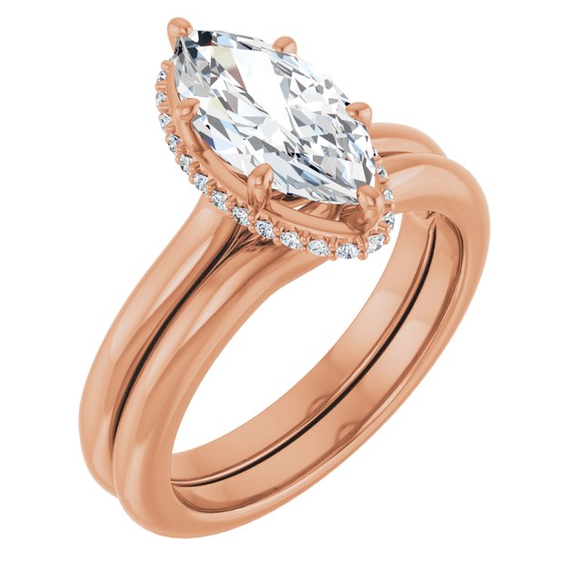 18 K Rose Gold Halo Engagement Ring - Image 6