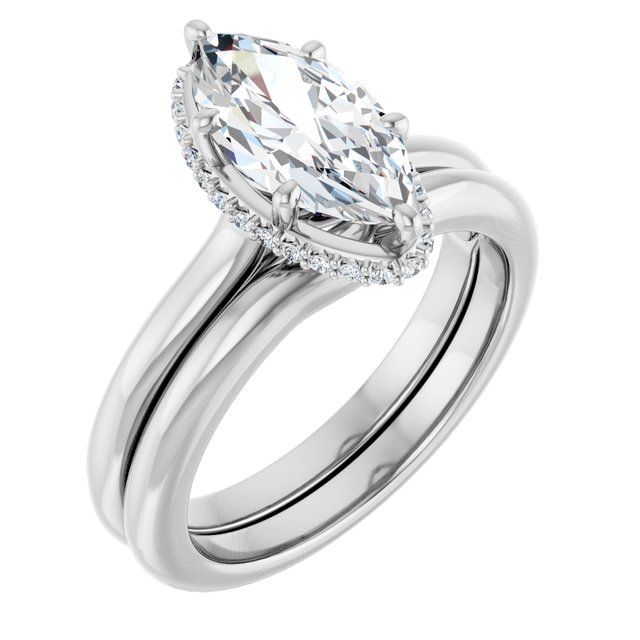 14 K White Gold Halo Engagement Ring - Image 6