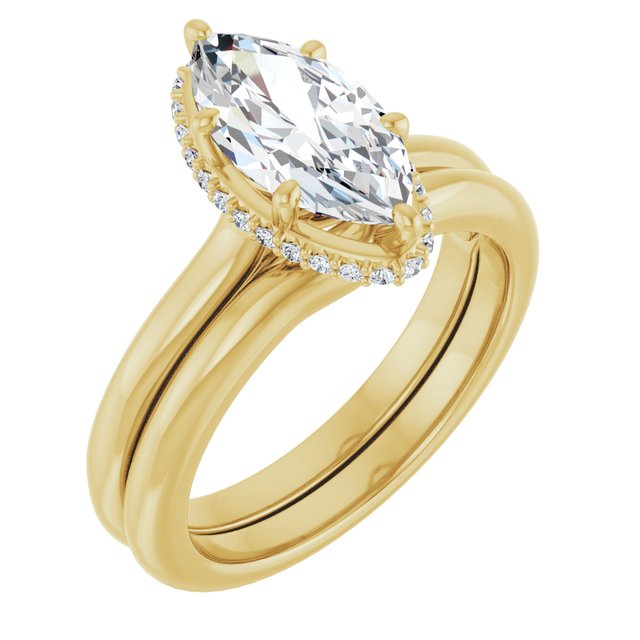 18 K Yellow Gold Halo Engagement Ring - Image 6