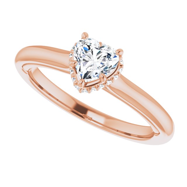 14 K Rose Gold Halo Engagement Ring - Image 5