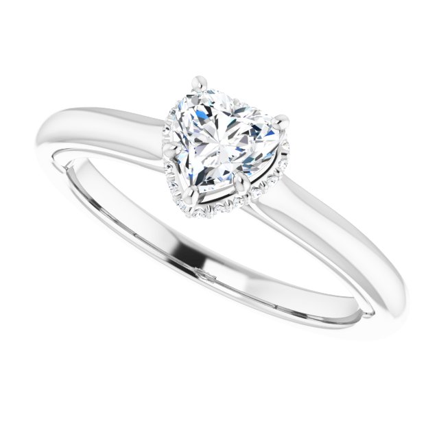 14 K White Gold Halo Engagement Ring - Image 5