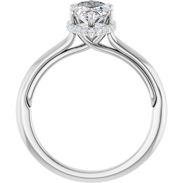 14 K White Gold Halo Engagement Ring - Image 2
