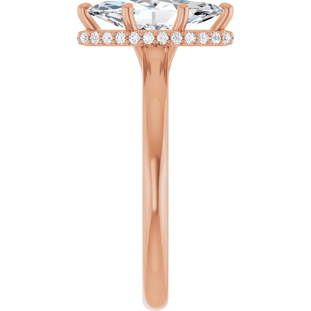 18 K Rose Gold Halo Engagement Ring - Image 4