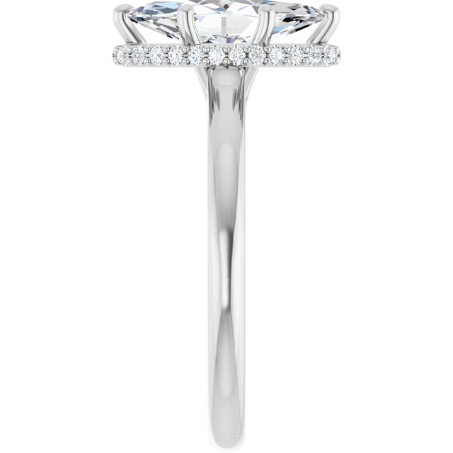 14 K White Gold Halo Engagement Ring - Image 4