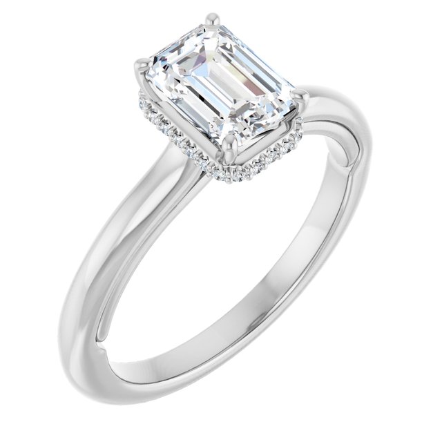 14 K White Gold Halo Engagement Ring