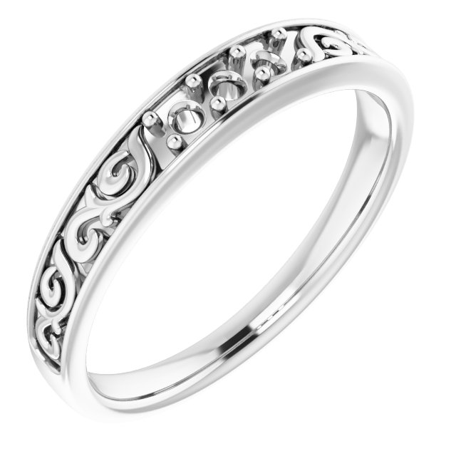 14K White .20 CTW Diamond Three Stone Scroll Ring Ref 14315134