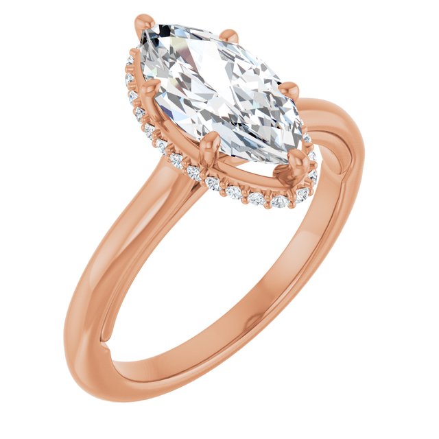 18 K Rose Gold Halo Engagement Ring