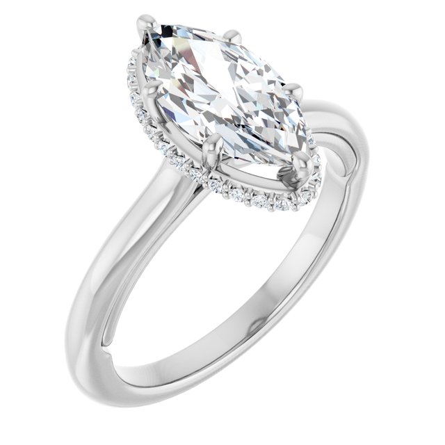 14 K White Gold Halo Engagement Ring