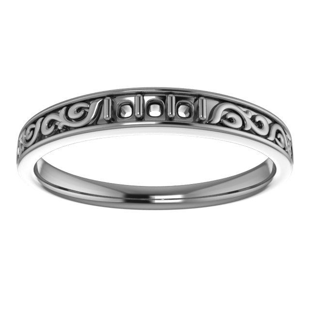 5 mm Asscher Three-Stone Scroll Band Mounting view 3