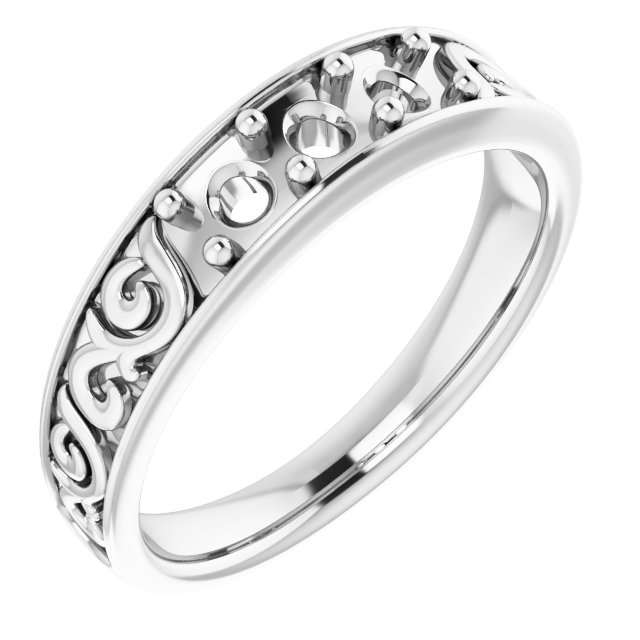 Sculptural Three-Stone Tapered Band