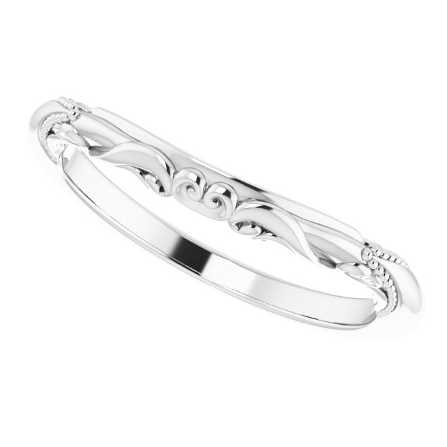 14K White Gold Sculptural-Inspired  Matching Band 