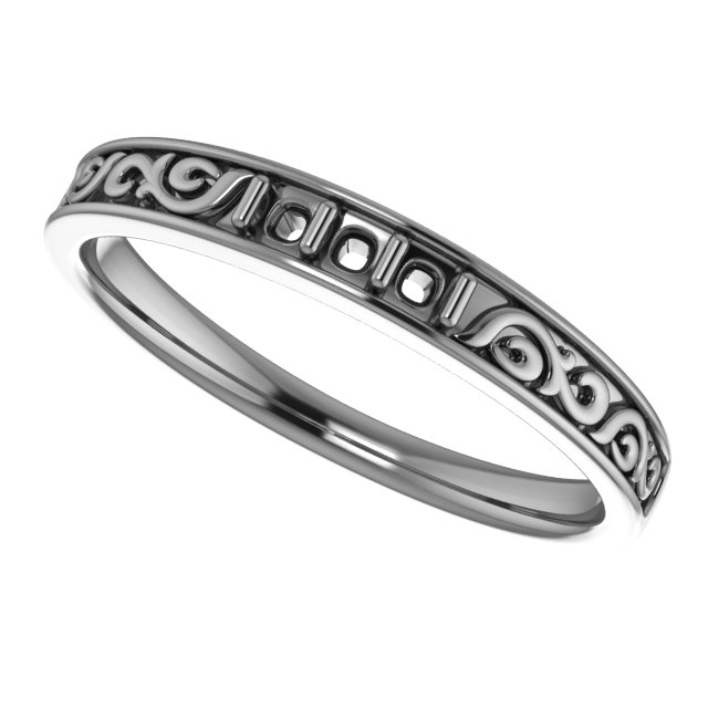 5 mm Asscher Three-Stone Scroll Band Mounting view 5