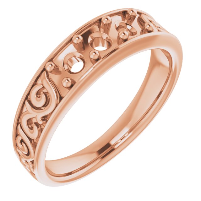 14K Rose .75 CTW Diamond Three Stone Scroll Ring Ref 14300474