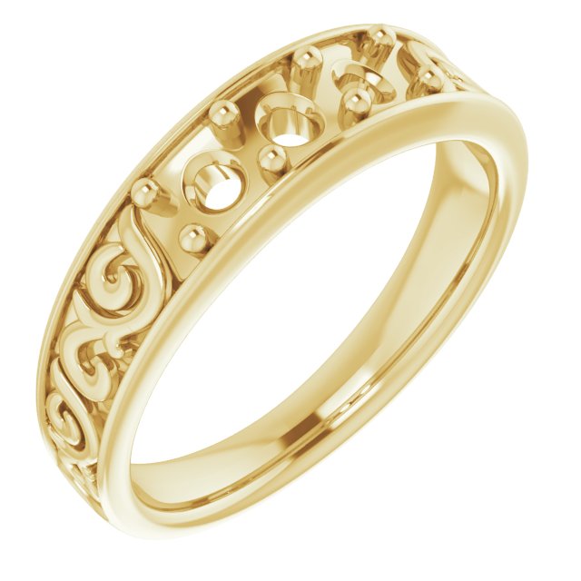 14K Yellow .75 CTW Diamond Three Stone Scroll Ring Ref 14300473