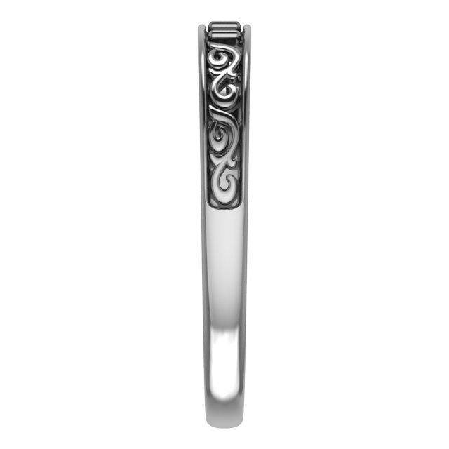 5 mm Asscher Three-Stone Scroll Band Mounting view 4