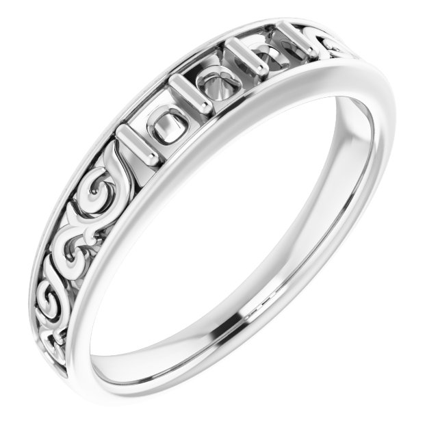 14K White 1/2 CTW Natural Diamond Three-Stone Scroll Ring