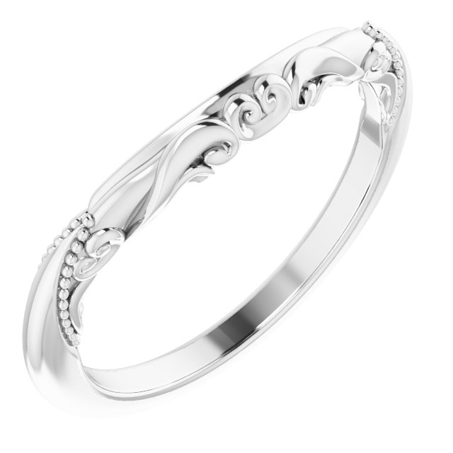 14K White Gold Sculptural-Inspired  Matching Band 