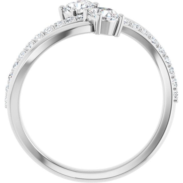 14K White 3/4 CTW Diamond Two-Stone Bypass Ring   