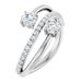 14K White 3/4 CTW Natural Diamond Two-Stone Ring