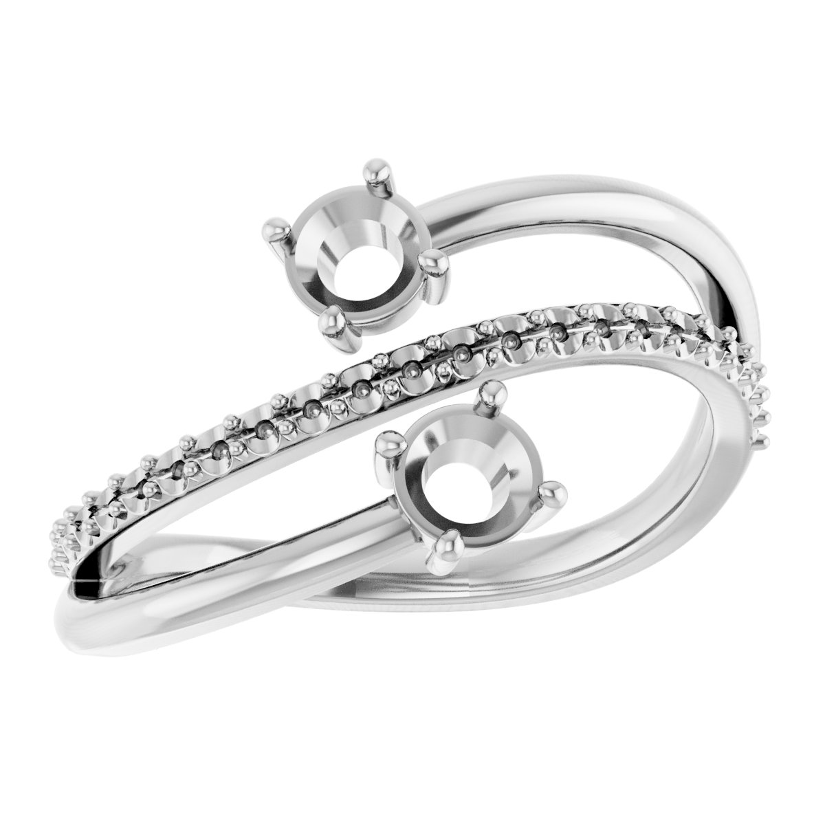 14K White 3/4 CTW Natural Diamond Two-Stone Ring