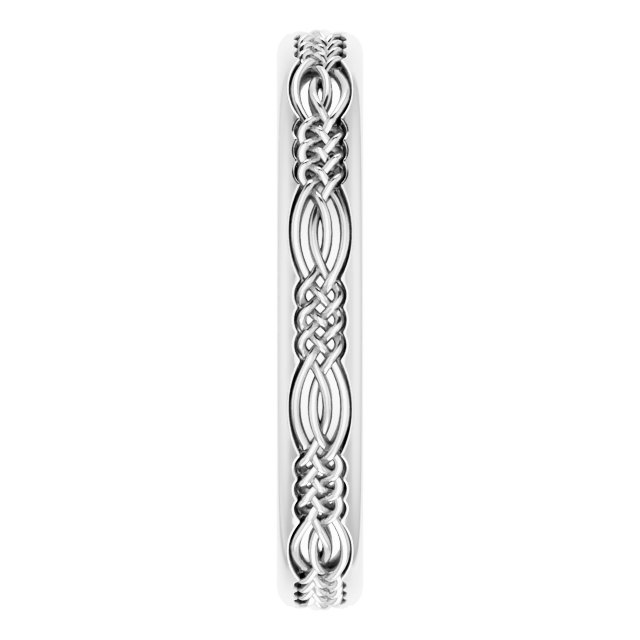 14K White 3.2 mm Celtic-Inspired Band Size 7