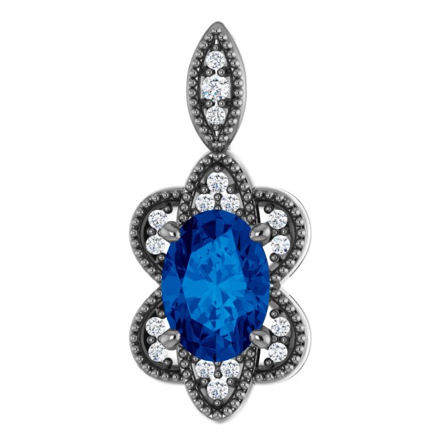14K Rose Blue Sapphire and .06 CTW Diamond Pendant Ref 14303803