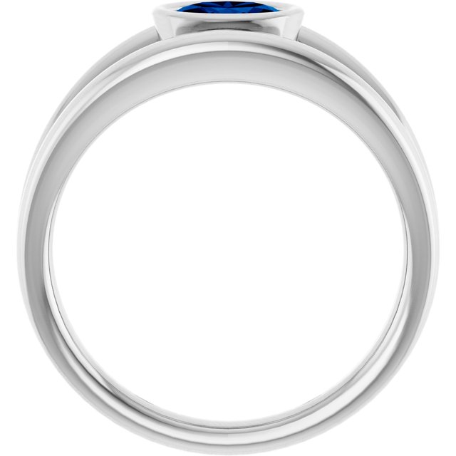 14K White Natural Blue Sapphire Ring