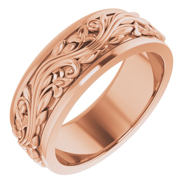 14K Rose 7 mm Sculptural Band Size 7.5