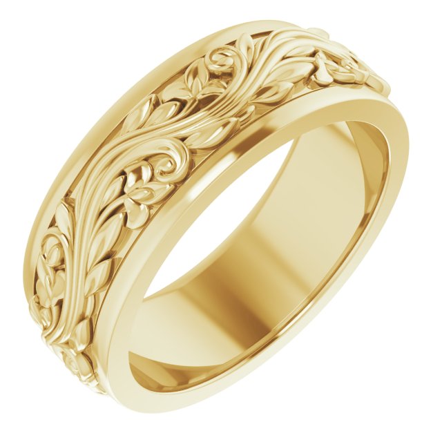 14K Yellow 7 mm Sculptural Band Size 8