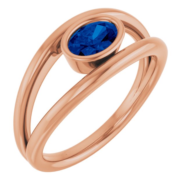 14K Rose Natural Blue Sapphire Ring