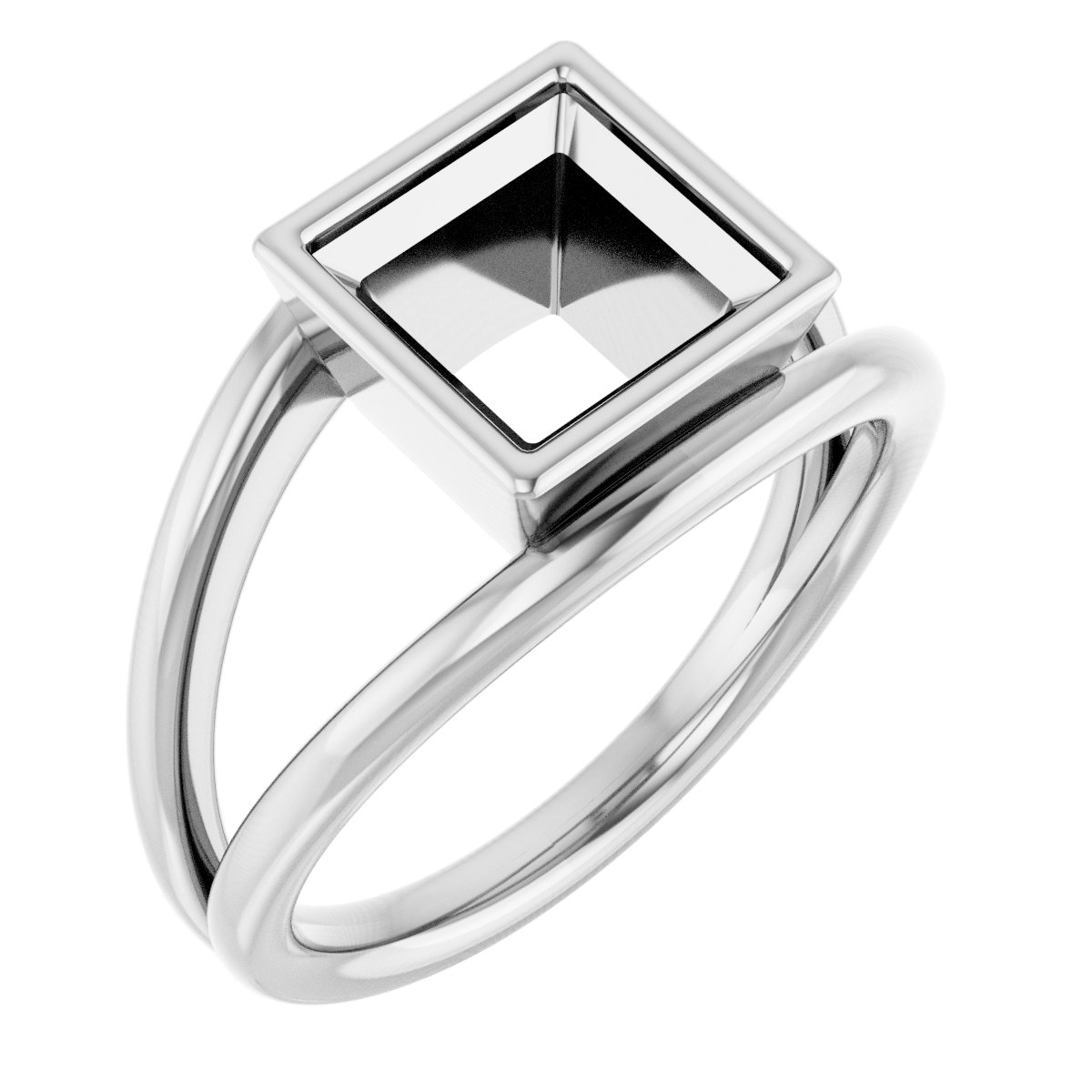 Bezel-Set Solitaire Negative Space Ring