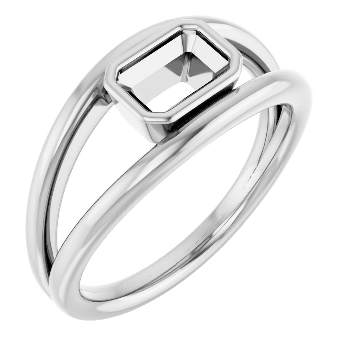 Bezel-Set Solitaire Negative Space Ring