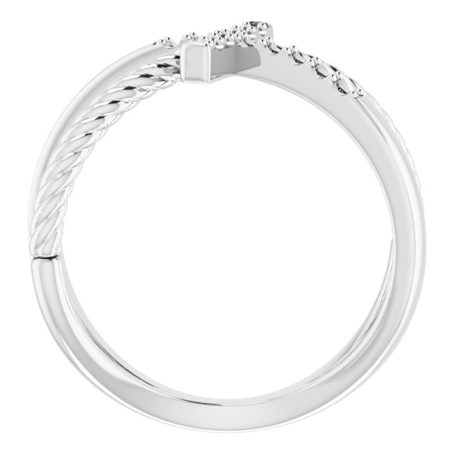 14K White 1/10 CTW Diamond Cross Rope Ring