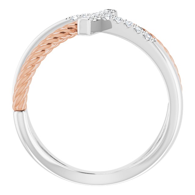 14K White & Rose 1/10 CTW Natural Diamond Cross Rope Ring
