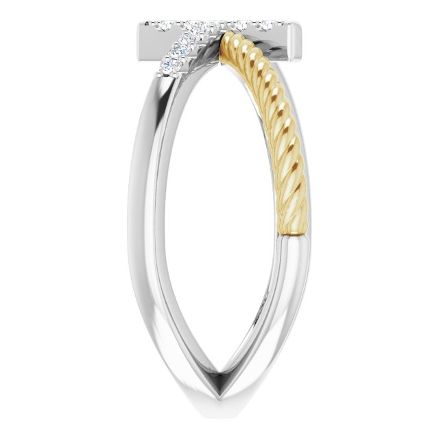 14K White & Yellow 1/10 CTW Natural Diamond Cross Rope Ring