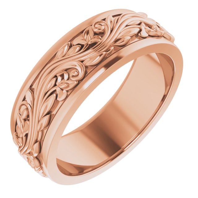 14K Rose 7 mm Sculptural Band Size 9