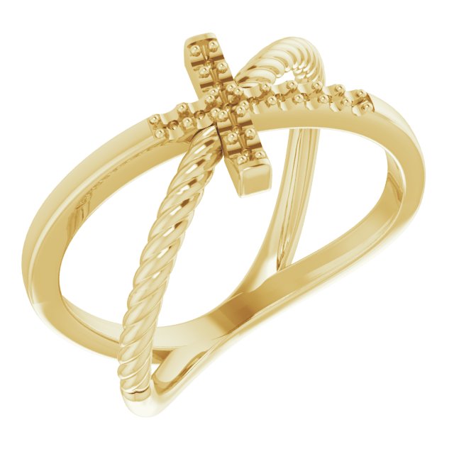 Accented Cross Rope Ring