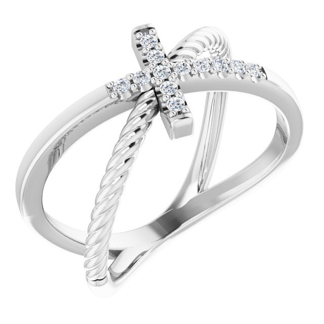 Sterling Silver 1/10 CTW Natural Diamond Cross Rope Ring