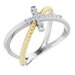 14K White/Yellow 1/10 CTW Natural Diamond Cross Rope Ring
