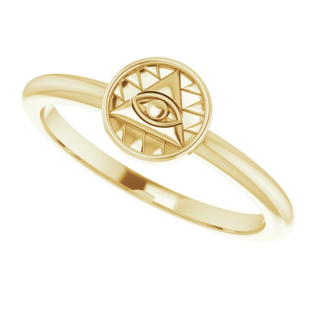 14K Yellow Stackable Eye of Providence Ring