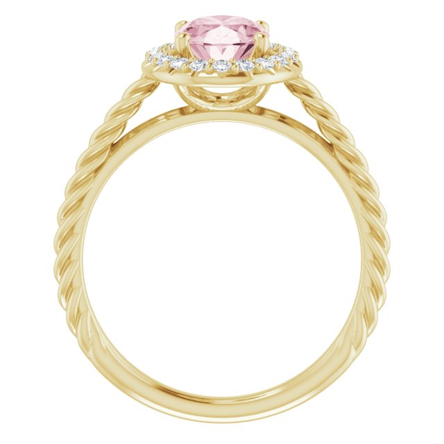 14K Yellow Natural Pink Morganite & 1/6 CTW Natural Diamond Ring