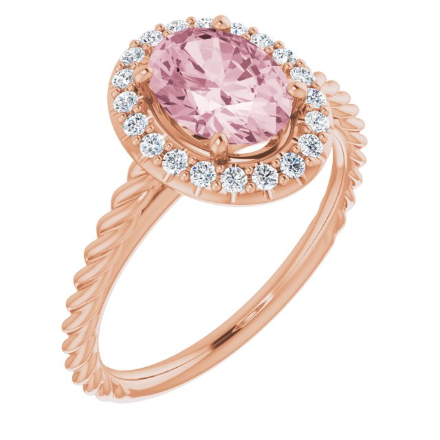 14K Rose Natural Pink Morganite & 1/6 CTW Natural Diamond Ring
