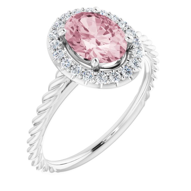 Platinum Natural Pink Morganite & 1/6 CTW Natural Diamond Ring