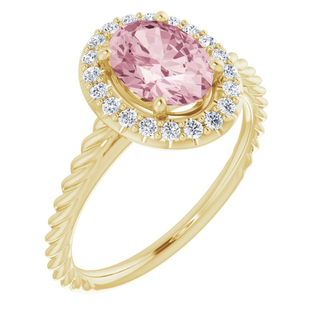 14K Yellow Natural Pink Morganite & 1/6 CTW Natural Diamond Ring