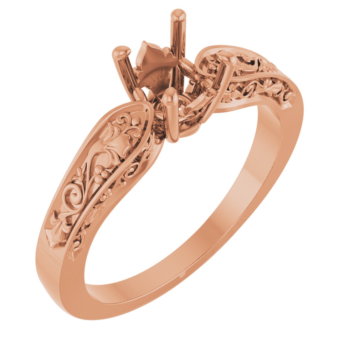 Solitaire Floral Engagement Ring or Band