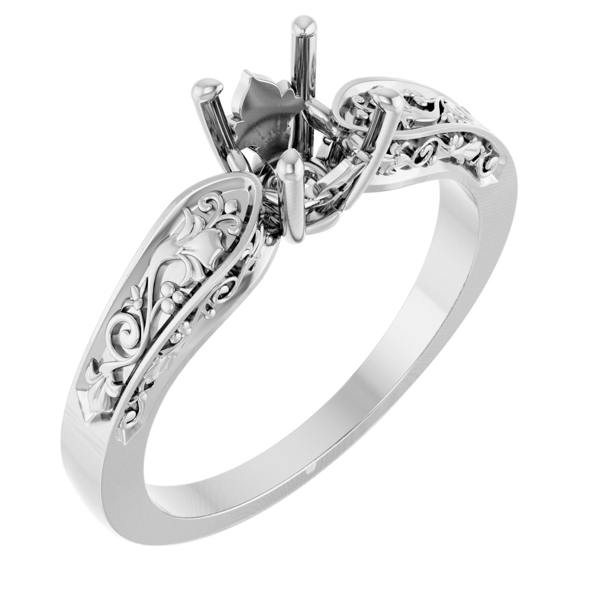 Solitaire Floral Engagement Ring or Band